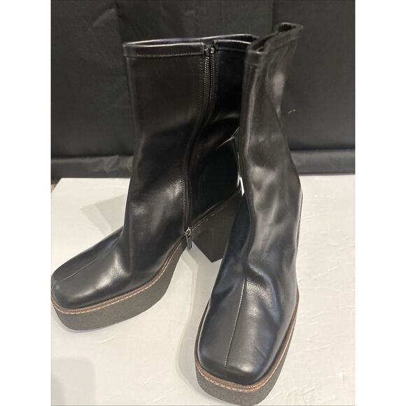 DKNY Womens Black Boots Zipper Square Toe Block Heel Size 10 US 41 EU NEW - Picture 1 of 5